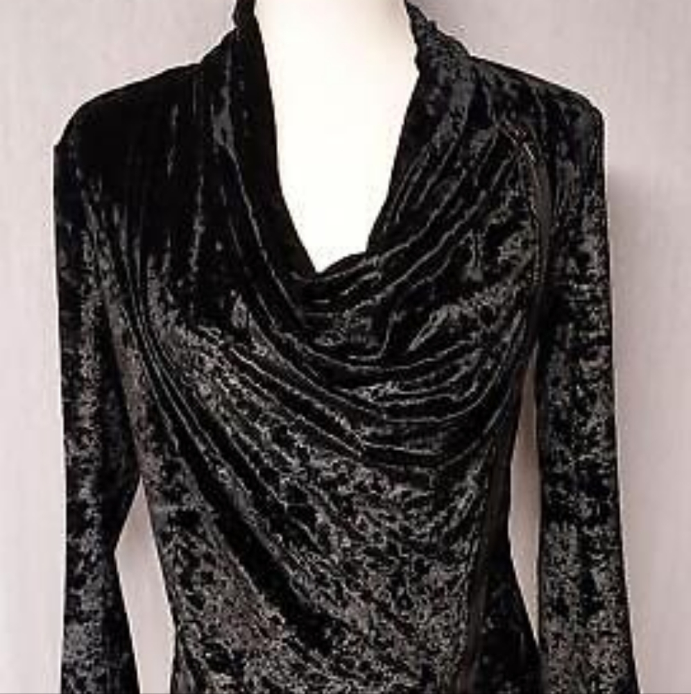 Blank NYC Black Crushed Velvet Draped Moto Zip Jacket